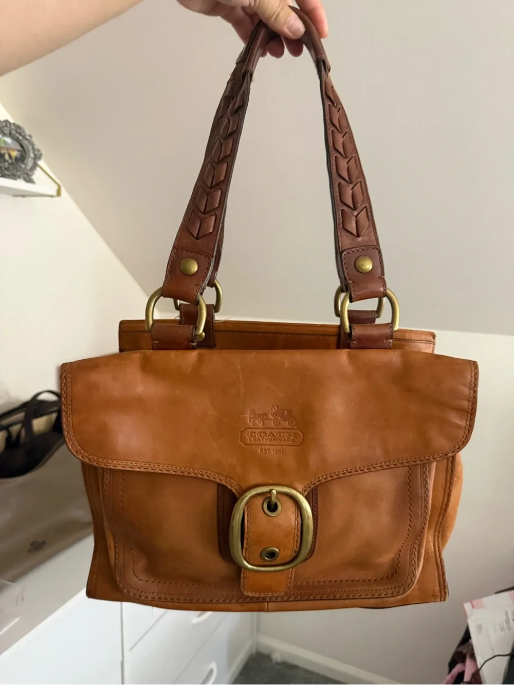 Coach Bleecker Tattersall Whipstitched Hand Bag